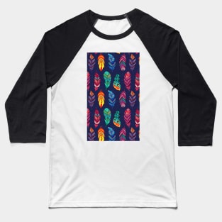 Colorful Beautiful Feather Pattern Artwork Baseball T-Shirt